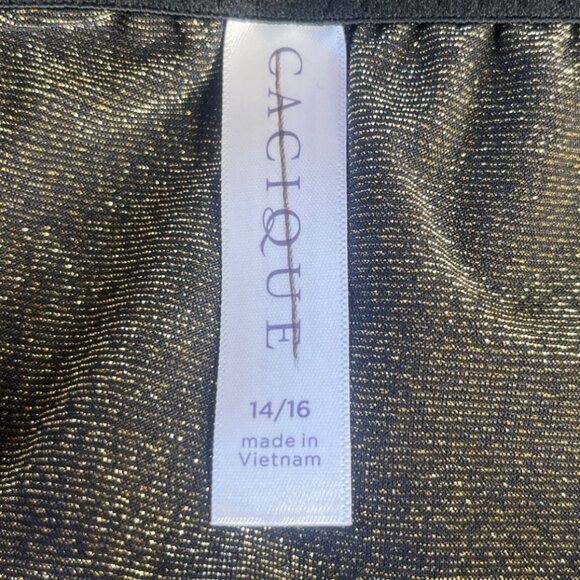 Cacique Cami Top Sleep Shirt Womens Size 14/16 Metallic Black Gold New WOT - Picture 4 of 5